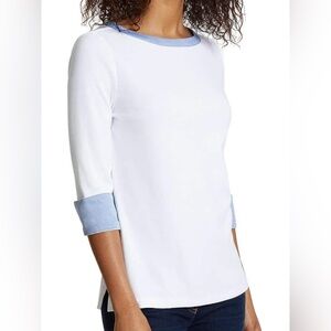 Nautica 3/4 length sleeve top in white. Size Small